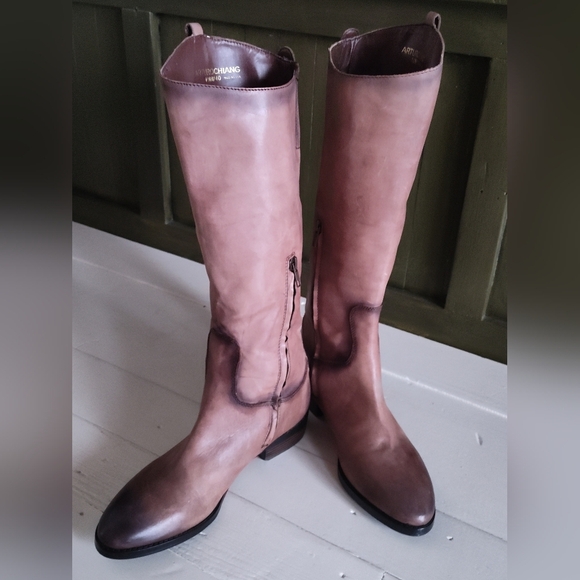 Arturochiang Women's Brown Tan Taupe Tall Riding Knee High Boots | Size 10 - Picture 1 of 11